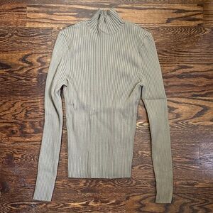 Zara Ribbed Turtleneck Sweater in Olive